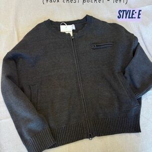 Dark Gray Zip-Up Cardigan